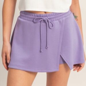 Wrap Front Elastic Waist Skort
